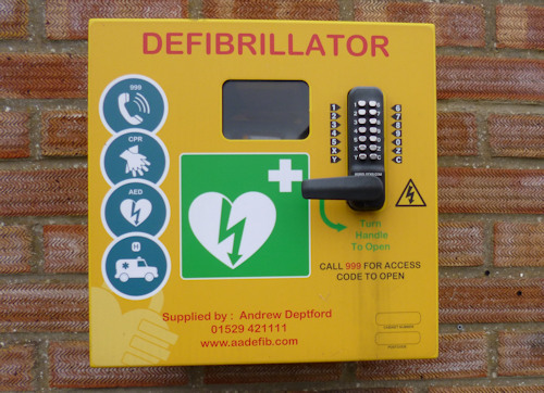 Defibrillator at Huttoft Village Hall